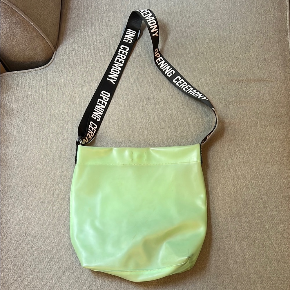 Opening Ceremony Green Crossbody Bag with Slouchy Design